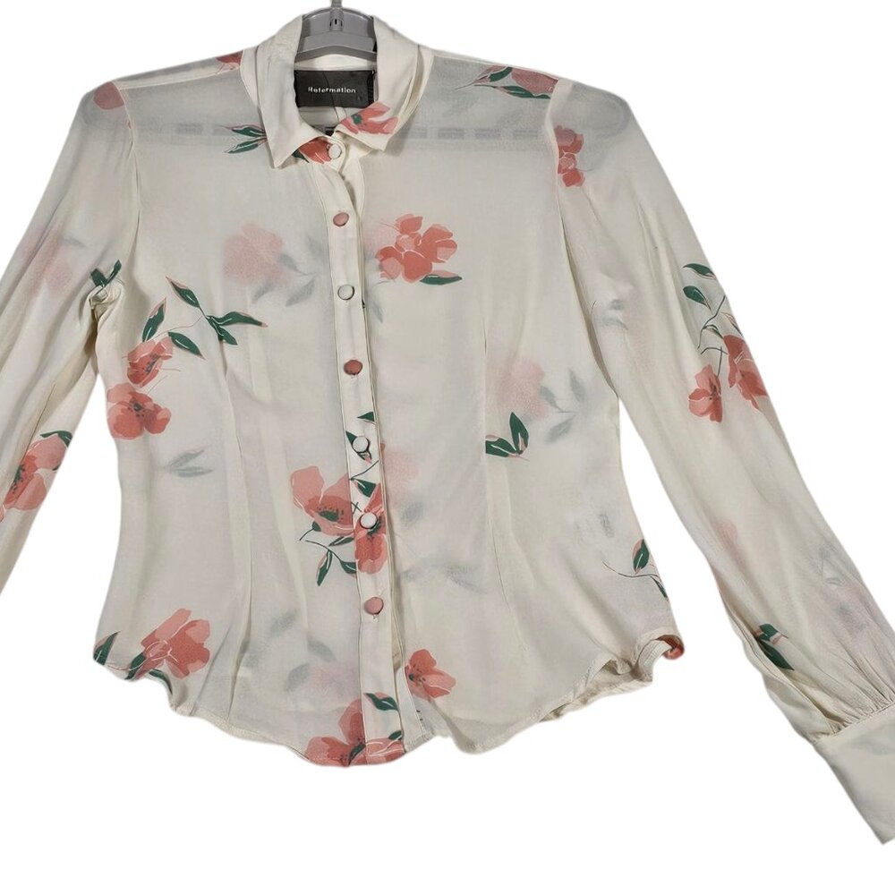 Reformation Button up Blouse Size Small White Pink